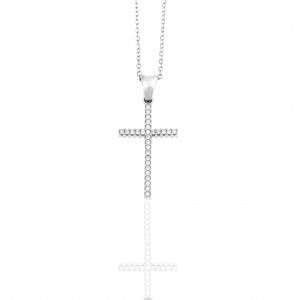 Ασημένιος 925 Γυναικείος Σταυρός με Αλυσίδα σε Ασημί AJ(KA0162A)