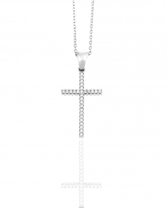 Ασημένιος 925 Γυναικείος Σταυρός με Αλυσίδα σε Ασημί AJ(KA0162A)
