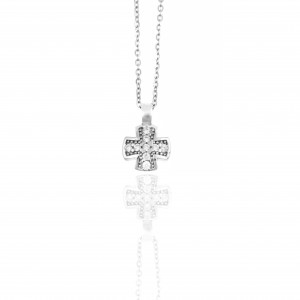 Ασημένιος 925 Γυναικείος Σταυρός με Αλυσίδα σε Ασημί AJ(KA0165A)