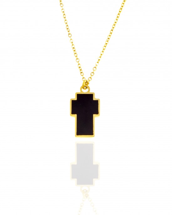 Women's Steel Necklace-Cross in Gold AJ (KK0001X)