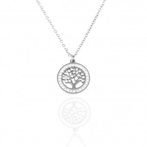  Necklace Tree of Life from Steel to Silver with Stones AJ (KK0017A)