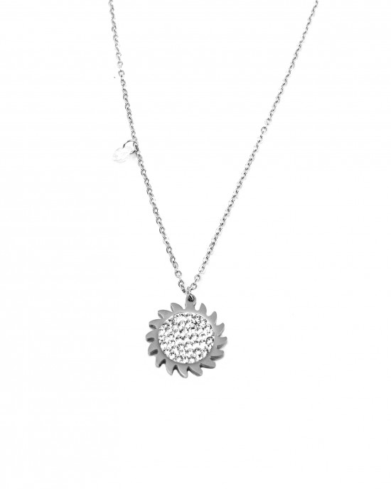 Necklace with stainless steel and strass in silver color AJ (KK0024A)