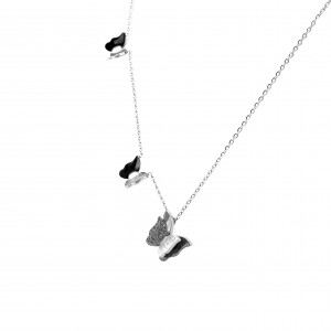 Women's necklace with silver butterfly butterflies AJ(KK0030A)