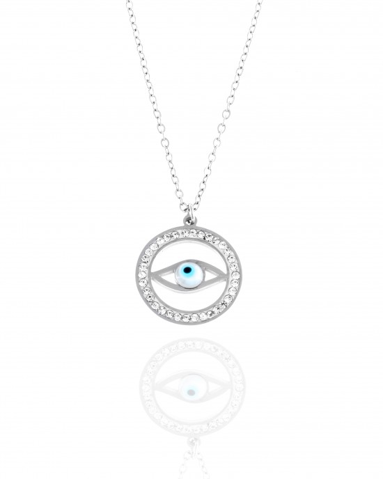 Steel Women's Eye Necklace in Silver AJ Color (KK0043A)