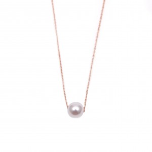 Women's Necklace in Steel Pink Gold with Pearl AJ (KK0047RX)