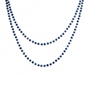  Women's Double Steel Necklace with Stones in AJ Blue Color (KK0079)