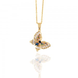  Butterfly Necklace Women with Steel Chain in Gold AJ (KK0101X)