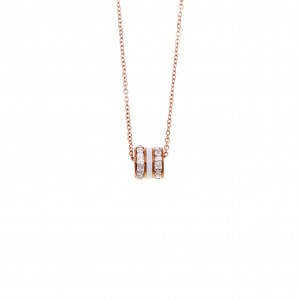  Necklace-Circle with Stones in Rose Gold from AJ Steel (KK0163RX)
