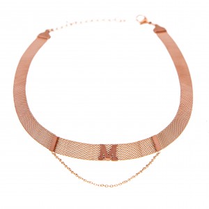  Women's Necklace in Steel in Pink Gold AJ (KK0166RX)