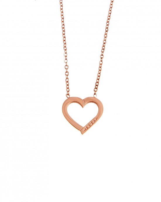 Κολιέ-Καρδιά  από Ατσάλι σε Ροζ Χρυσό AJ(KK0184RX)