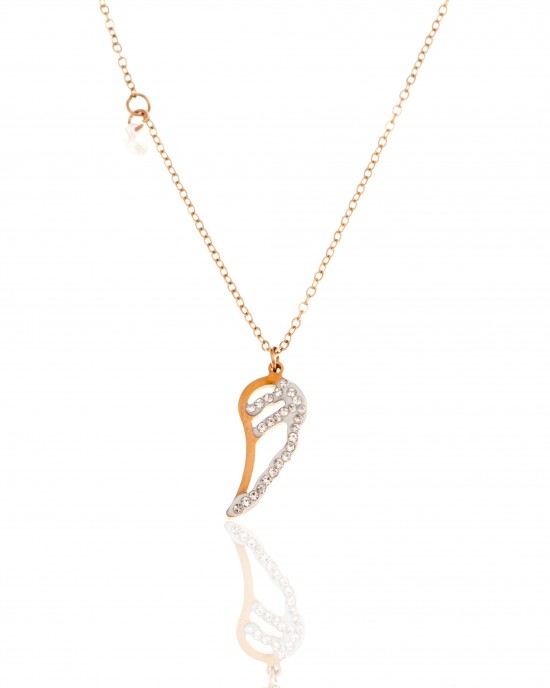  Angel Feather Necklace with Stones in Rose Gold AJ (KK0191RX)