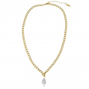 Women's Necklace with Pearl Steel in Yellow Gold AJ (KK0210X)