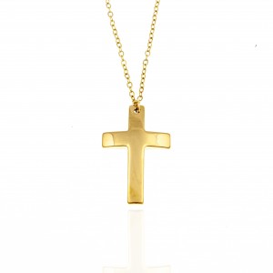 Σταυρός Γυναικείος από Ατσάλι σε Κίτρινο Χρυσό AJ(KK0214X)