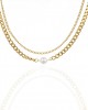  Necklace-Double Steel with Pearl in Gold AJ (KK0217X)