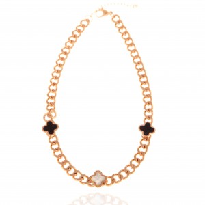  Necklace-Cross with Steel Stones in Rose Gold AJ (KK0248RX)