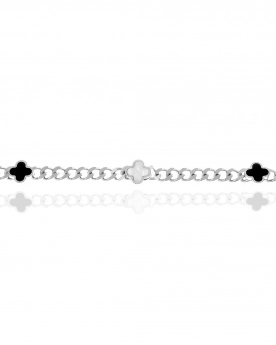 Necklace-Cross with Stones from Steel in Silver AJ(KK0249)