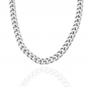 Women's Steel Necklace with Stones in Silver Color AJ (KK0252A)