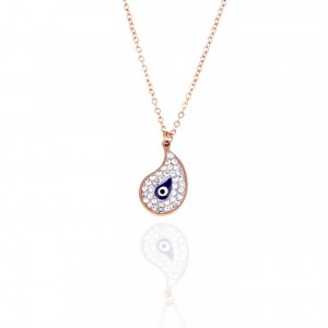  Steel Eye Necklace in pink Gold with Stones AJ (KK0258RX)