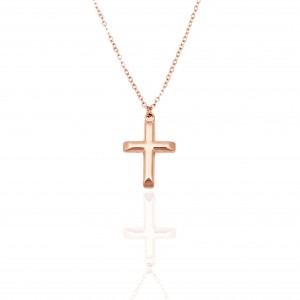  Steel Cross Necklace in Pink Gold AJ (KK0273RX)