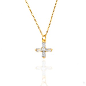 Necklace - Cross with Steel Chain in Gold AJ (KK0273X)