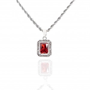 Women's Single Stone Necklace from Steel in Silver AJ (KK0275A)