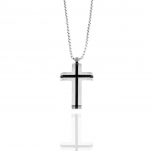 Men's Steel Cross with Chain in Silver AJ (KK0300A)