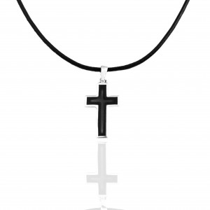 Men's Cross with Cord from Silver 925 to Silver AJ (KKA0102A)