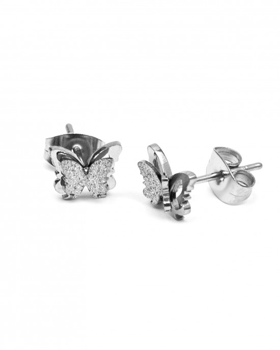  Women's Butterfly Earrings from Surgical Steel in Silver Color AJ (SKK0029A)