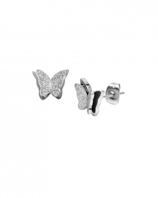  Women's Butterfly Earrings from Surgical Steel in Silver Color AJ (SKK0029A)
