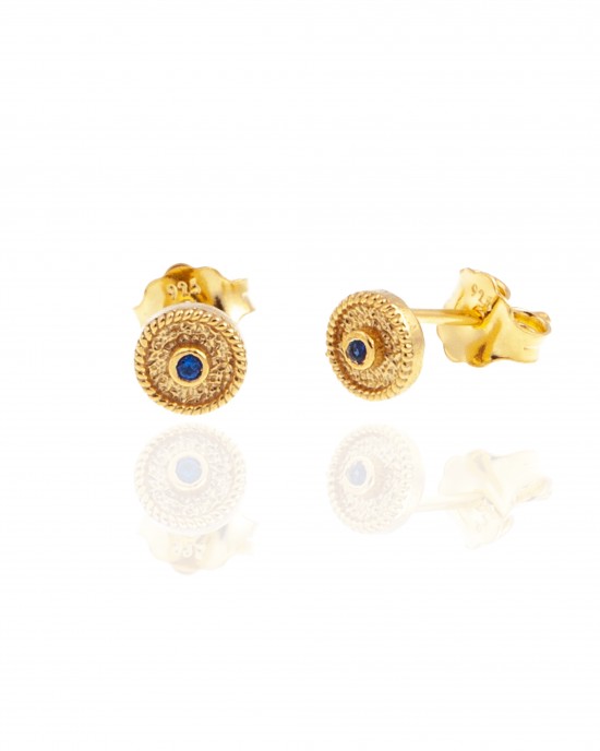 Σκουλαρίκια Καρφωτά από Ασήμι 925 σε Κίτρινο Χρυσό AJ(SKA0048X)