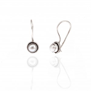 Silver-925 Earrings Women with Pearl in Silver AJ (SKA0051A)