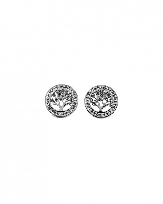 Steel female tree earrings with zircon stones