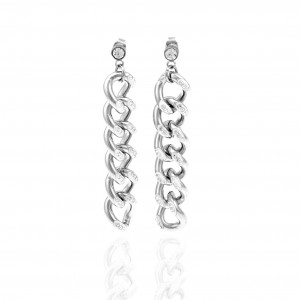 Earrings - Steel Pendants with stones in Silver Color AJ (SKK0008A)