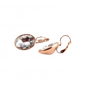 Women's earrings with white surgical steel stone, pink gold AJ(SKK0010RX)