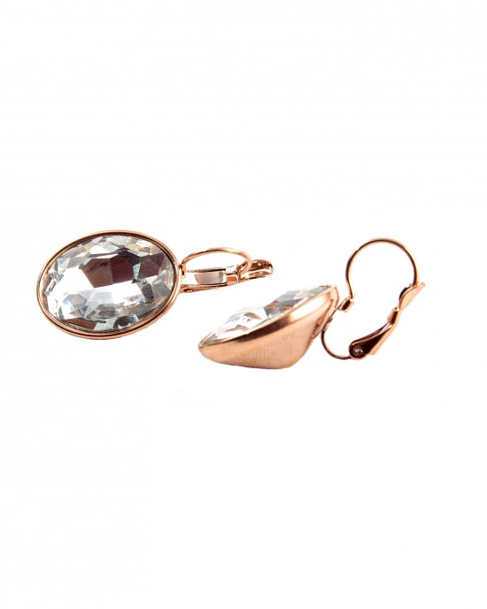 Σκουλαρίκια Γυναικεία με πέτρα από Ατσάλι σε Ροζ Χρυσό AJ(SKK0010RX)