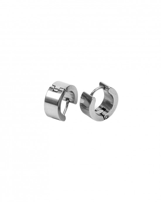  Women's Earrings Men's Earrings made of Steel in Silver AJ Color (SKK0030A)