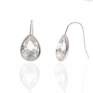 Earrings with Pendants with Steel Stones in Silver AJ (SKK0077A)