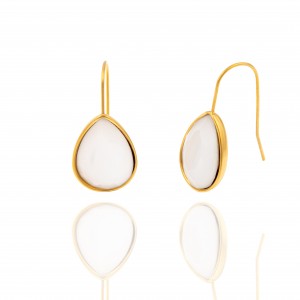 Earrings - Pendants made of Steel with stones in Gold AJ(SKK0109X)