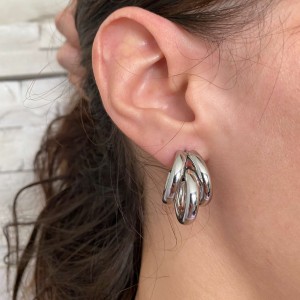  Earrings-Steel Earrings in Silver AJ (SKK0051A)