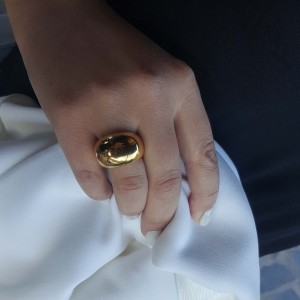 Δαχτυλίδι Γυναικείο από Ατσάλι σε Κίτρινο Χρυσό AJ(DK0019X)