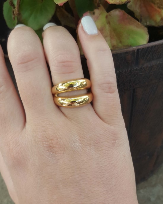 Δαχτυλίδι Γυναικείο από Ατσάλι σε Κίτρινο Χρυσό AJ(DK0018X) 