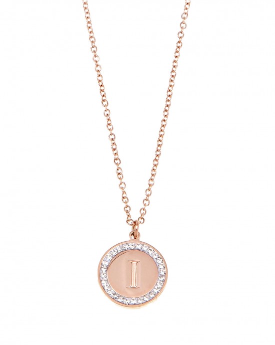  Monogram I Necklace from Steel in Pink Gold AJ (KM0078RX)